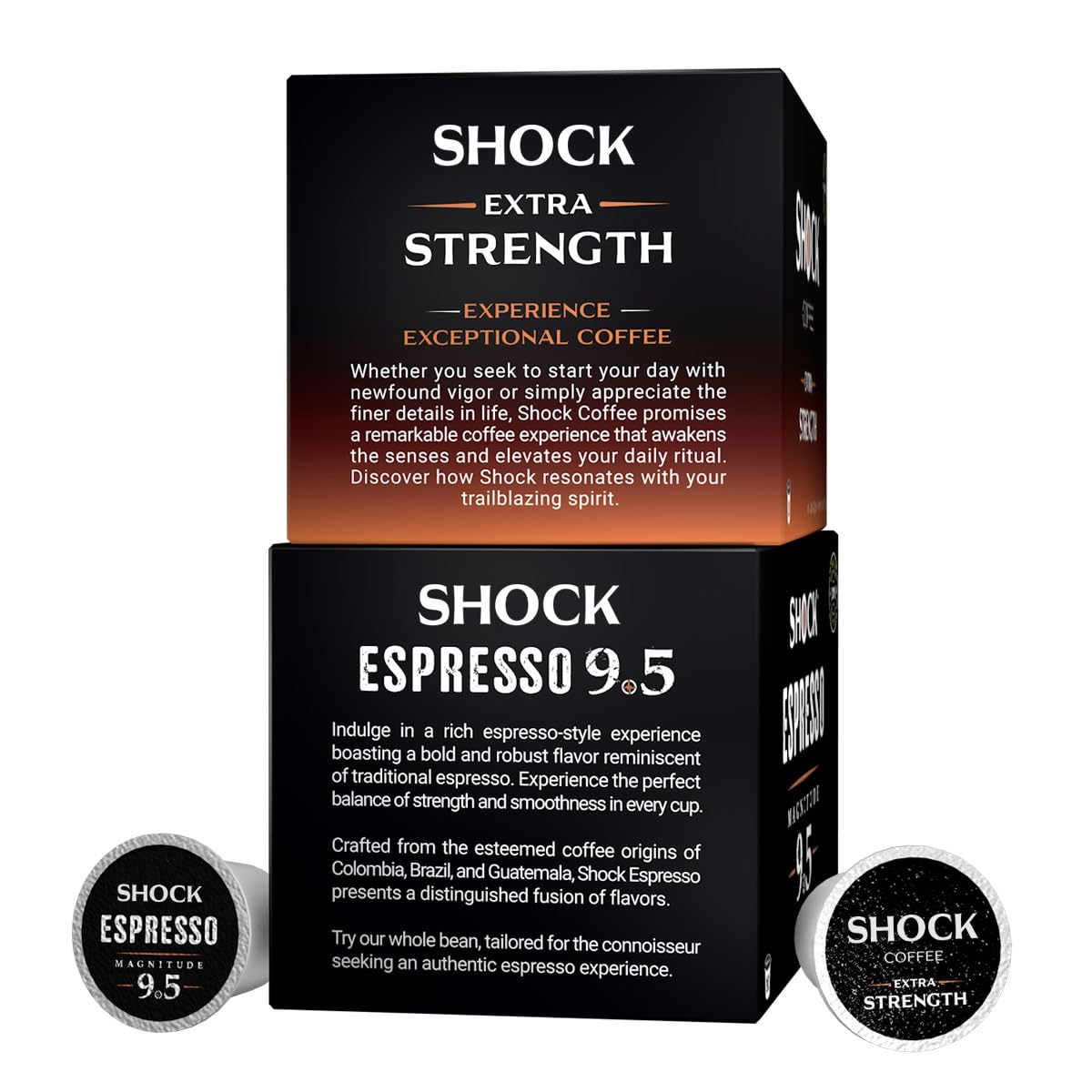 Single serve cups box of Extra Strength Espresso and one box of Extra strength. 